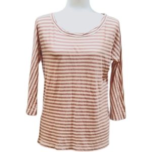 J. Crew pink cream 3/4 Sleeves striped top small
